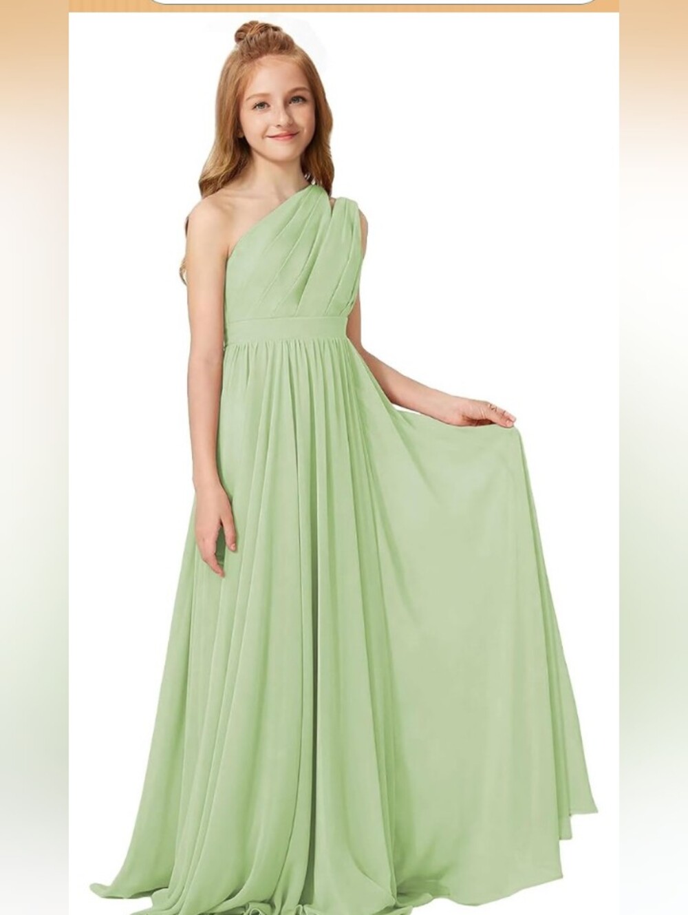 Wear Your Love One-Shoulder Chiffon Maxi Dress in Light Green Size 14 NWT